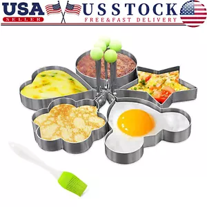 Molde antiadherente para anillo de panqueques de acero inoxidable para huevos fritos de 5 piezas herramientas de cocina para cocinar - Imagen 1 de 15