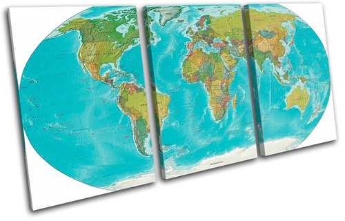 World Atlas Maps Flags TREBLE CANVAS WALL ART Picture Print VA | eBay
