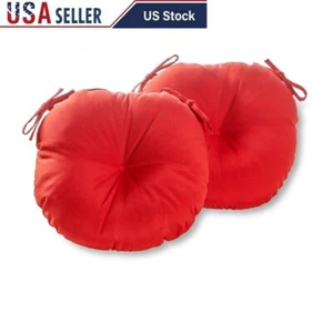 15 in Outdoor Reversible Bistro Seat Cushion Round Water Resistant Set of 2 - Picture 1 of 6