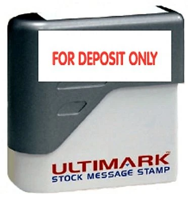 FOR DEPOSIT ONLY stamp text on Ultimark Pre-inked Message Stamp with Red Ink - Image 1 of 2