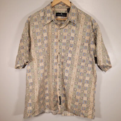 Consensus Men's XL Geometric Multicolor Short Sleeve Buttom Up Camp Shirt Cotton - Image 1 of 4