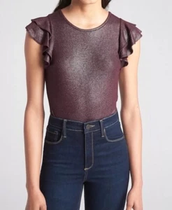 Gap Tank Top Sleeveless Ruffle Trim Ribbed Tee Stretchy T Shirt Metallic XL NWT - Picture 1 of 11