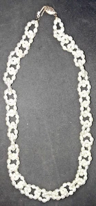 Vintage 14k Gold WHITE Pearl Necklace Rolo/Circle Link 15" long 3mm (P8) - Picture 1 of 5