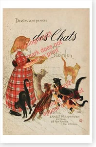 Póster de French Gats Kittens Milk Des Chats Theophile Steinlen - Imagen 1 de 1