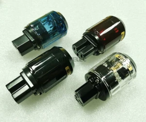 IEC Schuko Power Plug Female Red Copper/Gold/Rhodium Plated Audio Connector - Picture 1 of 5