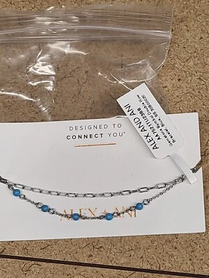 Brazalete Alex And Ani de plata de ley de doble fila de piedras preciosas Foto 1 de 2