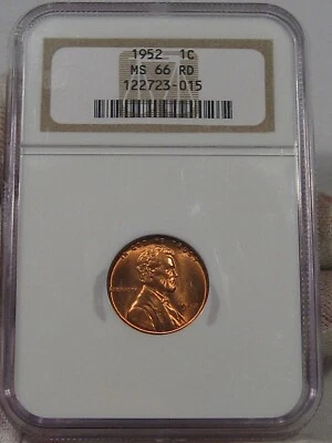 BU RED GEM 1952 Lincoln Wheat Penny NGC MS66RD. #60 - Image 1 of 4