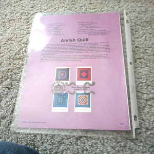 1st Day Of Issue 2001 Souvenir Stamp Sheets Amish Quilt & Lunar New Year - Picture 1 of 2