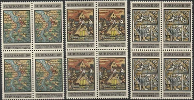Suriname Stamp Blocks 1968 SC# 359-361 Founding of the First Synagogue Foto 1 de 2