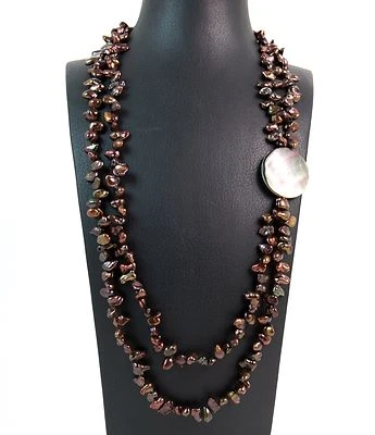 Collana a due fili in Perle e Madreperla con chiusura in Argento 925.MadeinItaly - Immagine 1 di 3