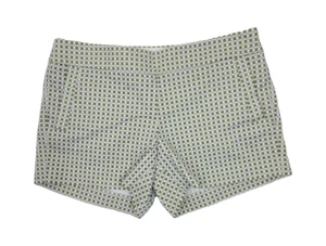 NUEVO J Crew Blanco y Verde Geométrico Elastizado Chino Para Mujer Pantalones Cortos Talla 10 - Imagen 1 de 7