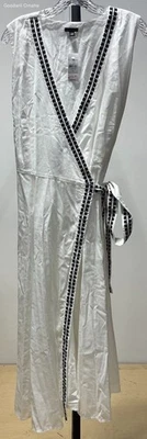 Vestido envolvente midi sin mangas con cinturón blanco/negro Ann Taylor para mujer talla 12 nuevo con etiquetas Foto 1 de 4