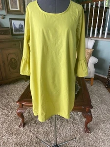 Bryn Walker Damen Tunika Kleid Glockenärmel goldgrün Hi Lo Saum Größe M - Bild 1 von 6