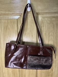 Braciano braun geprägt Handtasche Geldbeutel schöne Vintage Tasche braun - Bild 1 von 8