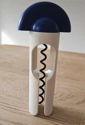 TUPPERWARE D62 KORKI BLAU WEISS KORKENZIEHER FLASCHENÖFFNER FLASCHENGEIST WEIN - Bild 1 von 4