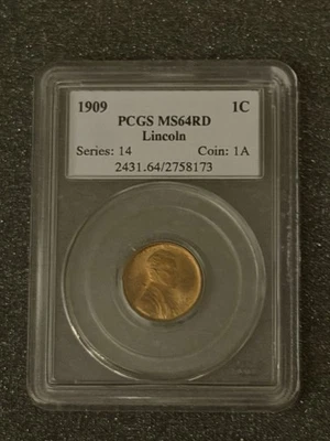 1909 Lincoln Cent PCGS MS64RD 1st In Series - Image 1 of 4