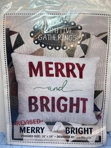 PRIMITIVE GATHERINGS Wool Applique Kit MERRY AND BRIGHT Pillow 18" x 18" - Picture 1 of 3