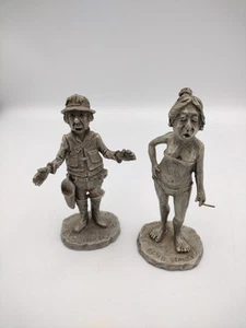 Lot of 2 Vintage 1980 Pewter Figures Marked Phillip Krakczkowski Fast Shipping  - Picture 1 of 3