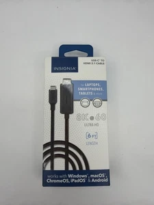 Insignia 6' 8K Ultra HD USB-C to HDMI 2.1 Braided Cable for macos iPad Android - Picture 1 of 6