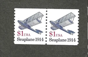 #2468 $1 SEAPLANE COIL PAIR MNH DULL GUM - Picture 1 of 1