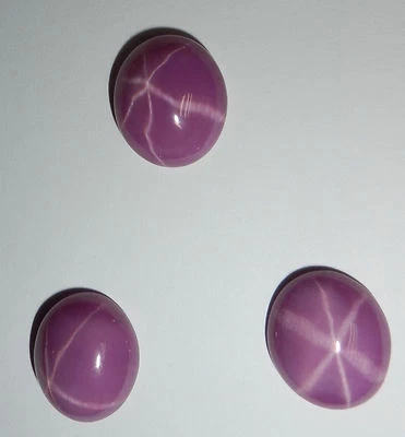 Opaque Star Ruby Oval 14x12 mm Cabochon 6 Rayed Lab-created Stone 3 pieces Lot - Image 1 of 4