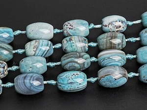 Cuentas de ágata de encaje loco azul piedra natural tambor de barril AA 15X20 MM cuentas sueltas - Imagen 1 de 3