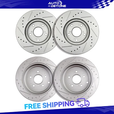 4 Front Rear Brakes Rotors Slotted For Honda Pilot 2003-2008 Acura MDX 2001-2006 Foto 1 de 4