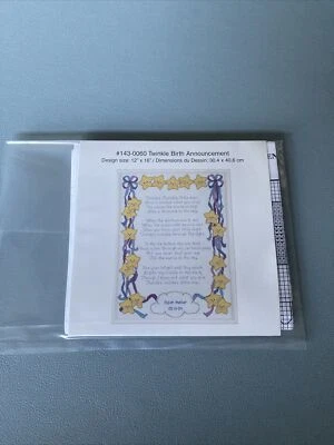 Janlynn Just-a-Chart Twinkle Birth Announcement Counted Cross Stitch Pattern New - Image 1 of 3