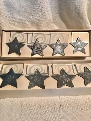 (2) Pier One Star 4 servilleteros anillos coloca tarjeteros placa de plata maciza 2,5”D Foto 1 de 4