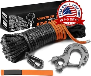 Cuerda De Cabrestante Sintética Con Gancho Y Tapón De Polietileno Gris US NUEVO. - Bild 1 von 8