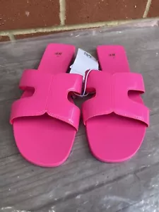 Pantuflas H&M Slides rosa brillante talla Reino Unido 5 EUR 38 EE. UU. 7 - Imagen 1 de 4
