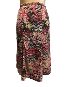 Notations Women's A-Line Knee Length Skirt L Pinks Black Elastic Waist Lined NWT - Picture 1 of 6