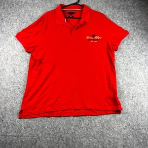 Tommy Hilfiger Mens Polo Shirt Size 2XL Red Regular Fit Short Sleeve Cotton Logo - Picture 1 of 9
