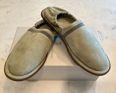 Новые зеленые замшевые мокасины Brunello Cucinelli Sage обувь Италия 40 - Изображение 1 из 4