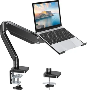 Laptop Stand Desk Mount 2 in 1 Function Monitor Laptop Mount Aluminum Laptop Arm - Picture 1 of 9