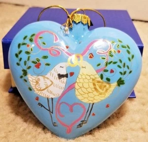 2018 Li Bien Glass Ornament Heart Shaped Happily Ever After W/Box New Christmas - Picture 1 of 5