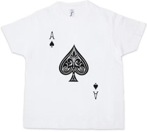 ACE OF SPADES I Kids Boys T-Shirt Spade Ace Poker Card Casino Royal Flush Pik - Picture 1 of 1
