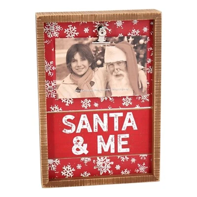Caja de 11,5 pulgadas de Santa & Me con marco de retrato de fotos de 4x6 pulgadas copos de nieve rojos de vacaciones nueva Foto 1 de 3