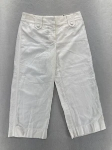 Ann Taylor Margo Crop Pants Women's 4 White Linen Blend Mid Rise Casual Preppy - Picture 1 of 14