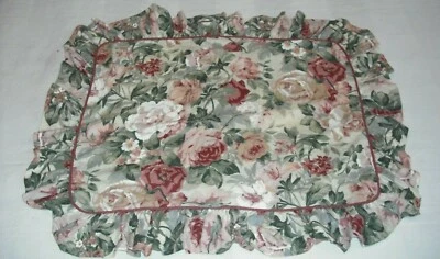 Croscill Floral Pillow Sham Red Burgundy Cottage Roses Standard Size Ruffled - Image 1 of 3