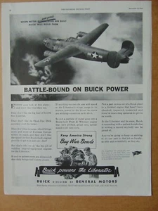 1943 BUICK POTENZIA IL BOMBARDIERE LIBERATORE SECONDA GUERRA MONDIALE pubblicità stampa artistica d'epoca - Foto 1 di 1