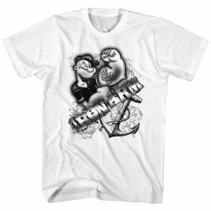 Popeye The Sailor Man Classic Cartoon Iron Arm Anchor Tatoo Men's T Shirt  - Picture 1 of 3