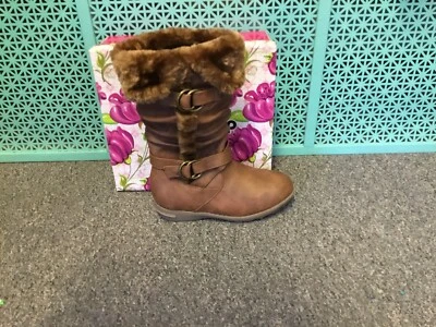 全新 女孩 棕褐色 尺码 1 靴子 Lucky Top 侧拉链 — 第 1/4 张图片
