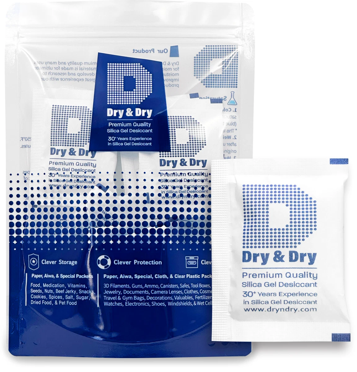 Secante Humedad Dry & Dry 60 Unidades 60 Paquetes De Gel De Sílice Indicador Azul De 10 Gramos - Secante Reutilizable, Para Proteger De La Humedad Gel De Silice Antihumedad