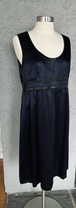 NEW Proenza Schouler umpire Dress Navy Blue Saten with Black piping 100%Silk - Picture 1 of 12