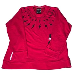 Felpa girocollo Born Fly Anytown U.S.A manica lunga rosso bullone uomo taglia 4XL - Foto 1 di 9