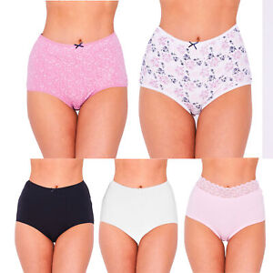 Ladies Full Briefs 5 Pack Underwear Knickers Lingerie Cotton Comfort Size 10-24