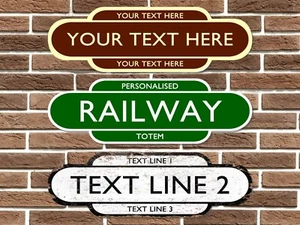 Personalisiertes Eisenbahn Totem Schild Railwayana Man Cave Shop Bar - Bild 1 von 5
