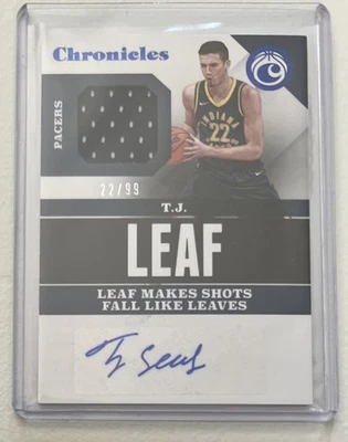 TJ Leaf 2017-18 Chronicles Blue Patch Auto 22/99 1/1 RC Maccabi Tel Aviv RPA - Image 1 of 2