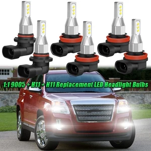 For GMC Terrain SLE SLT 2.4L 2010-2018 LED Headlight High Low Fog Light Bulbs 6x - Picture 1 of 13